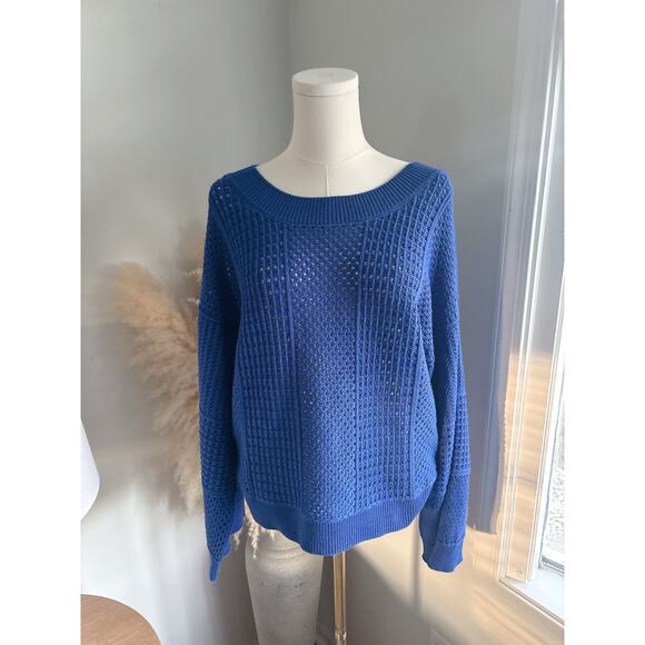 Anthropologie Moth Reese Kimono Blue Boatneck Sweater Womens Small - Picture 4 of 11